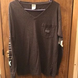 FINAL PRICE! Womens PINK Long Sleeve Vneck Shirt